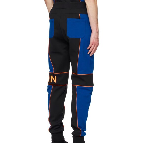 Balmain Black & Blue Paneled Joggers in Large - Picture 3 of 4